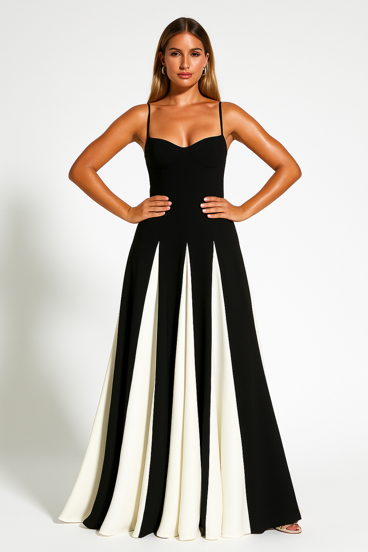 Women’s Two-Tone Flared Maxi Dress