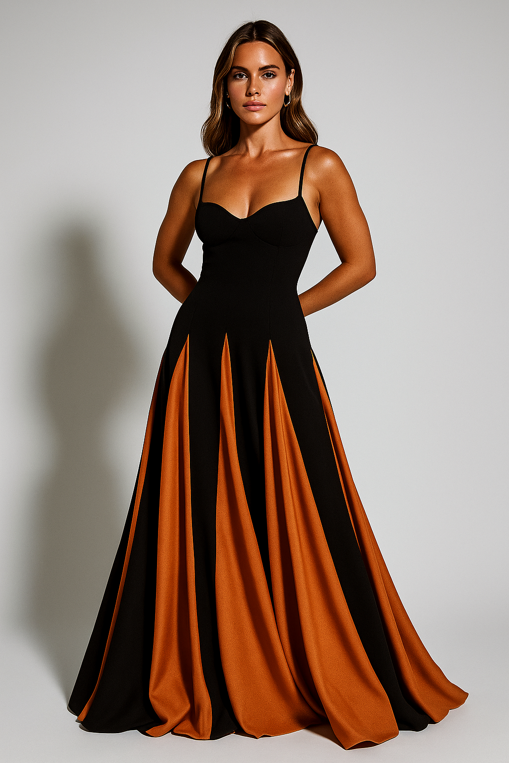 Women’s Two-Tone Flared Maxi Dress