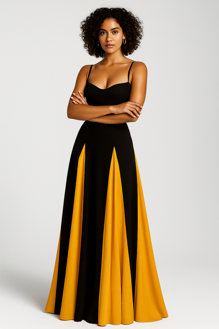 Women’s Two-Tone Flared Maxi Dress