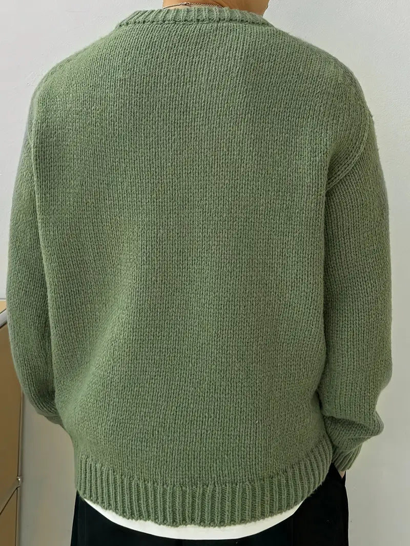 Men's Loose Solid Sweater